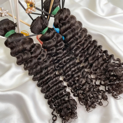 Raw human hair Deep Wave Hair bundle wholesale unprocessed hair bundle deal 1 bundle/ 3 bundle /4 bundle