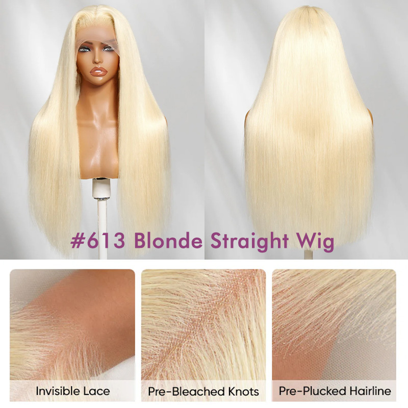 Raw Hair 613 Blonde Frontal & Closure Wig Straight HD Glueless Wigs
