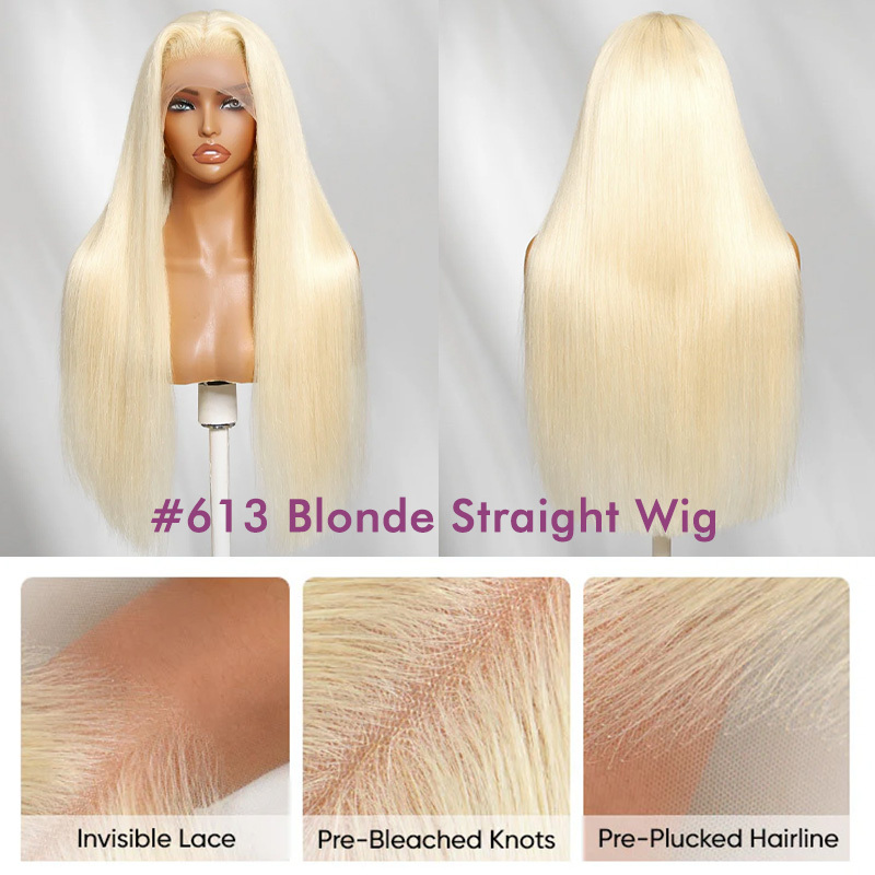 Raw Hair 613 Blonde Frontal & Closure Wig Straight HD Glueless Wigs