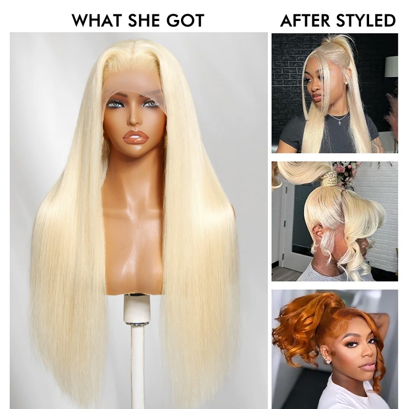Raw Hair 613 Blonde Frontal & Closure Wig Straight HD Glueless Wigs