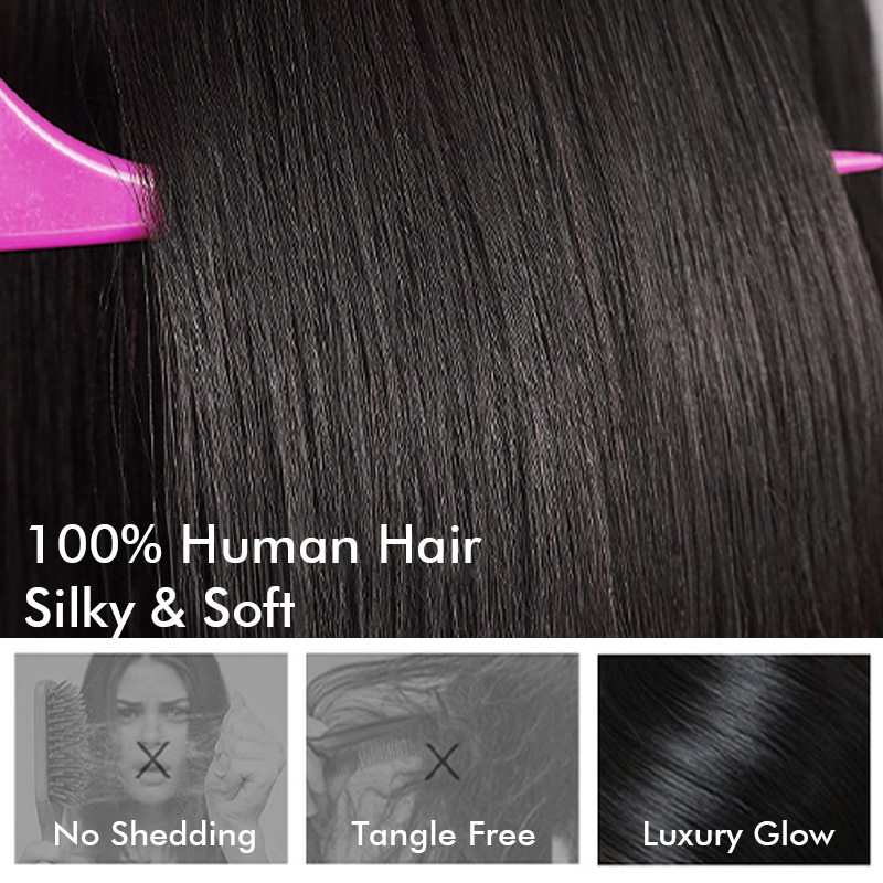 Raw Hair Straight Lace Frontal Wigs Glueless Human Hair Wigs Pre Plucked HD 13x6 13x4 200% Density Wig