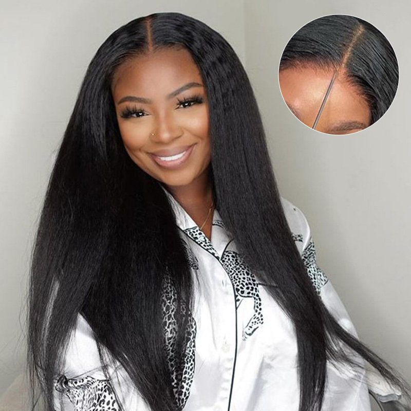Raw Hair Natural Hairline Kinky Straight Hair 13x6 13x4 HD Lace Forntal Human Hair Wig Free Part