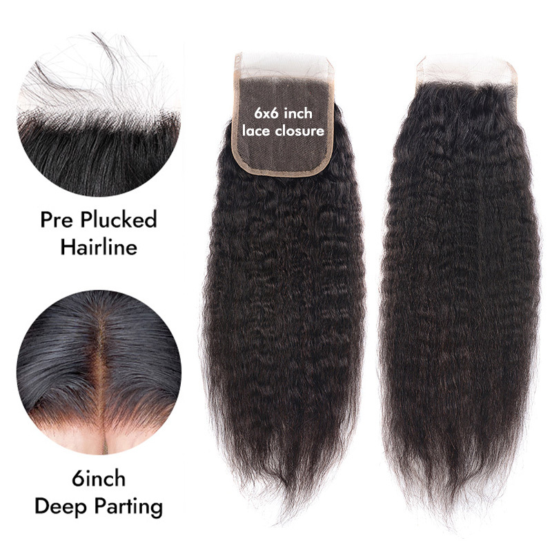 Burmese Hair Kinky Straight Lace Closure