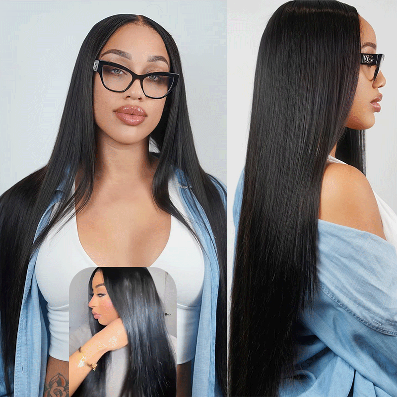Raw Hair Straight Lace Frontal Wigs Glueless Human Hair Wigs Pre Plucked HD 13x6 13x4 200% Density Wig