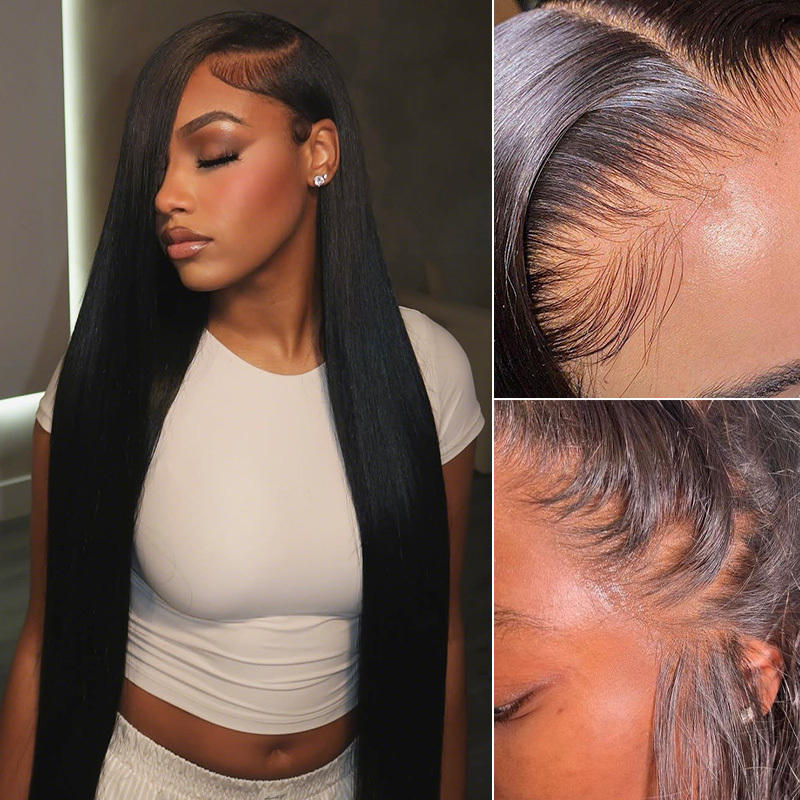 Raw Hair Straight Lace Frontal Wigs Glueless Human Hair Wigs Pre Plucked HD 13x6 13x4 200% Density Wig