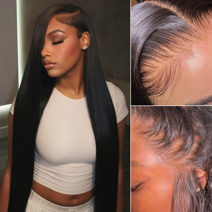 Raw Hair Straight Lace Frontal Wigs Glueless Human Hair Wigs Pre Plucked HD 13x6 13x4 200% Density Wig