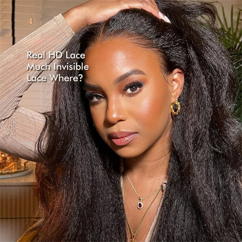 Raw Hair Natural Hairline Kinky Straight Hair 13x6 13x4 HD Lace Forntal Human Hair Wig Free Part