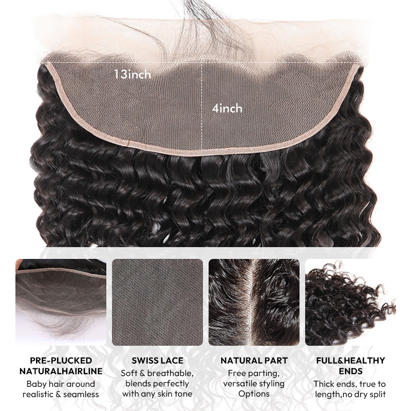 Burmese Hair Deep Wave  Lace Frontal