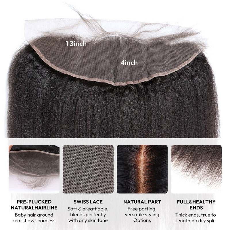 Burmese Hair kinky Straight Lace Frontal