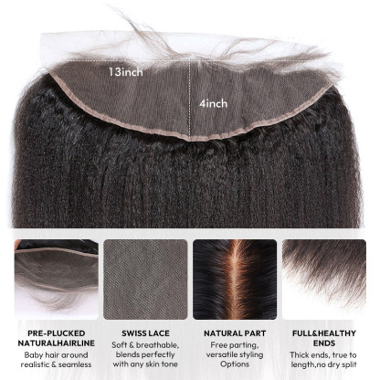 Burmese Hair kinky Straight Lace Frontal
