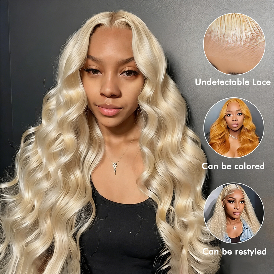Raw Hair & Virgin Hair Body Wave 613 Blonde 2x6 HD Closure Wig