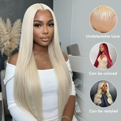 Raw Hair & Virgin Hair Straight 613 Blonde 2x6 HD Closure Wig