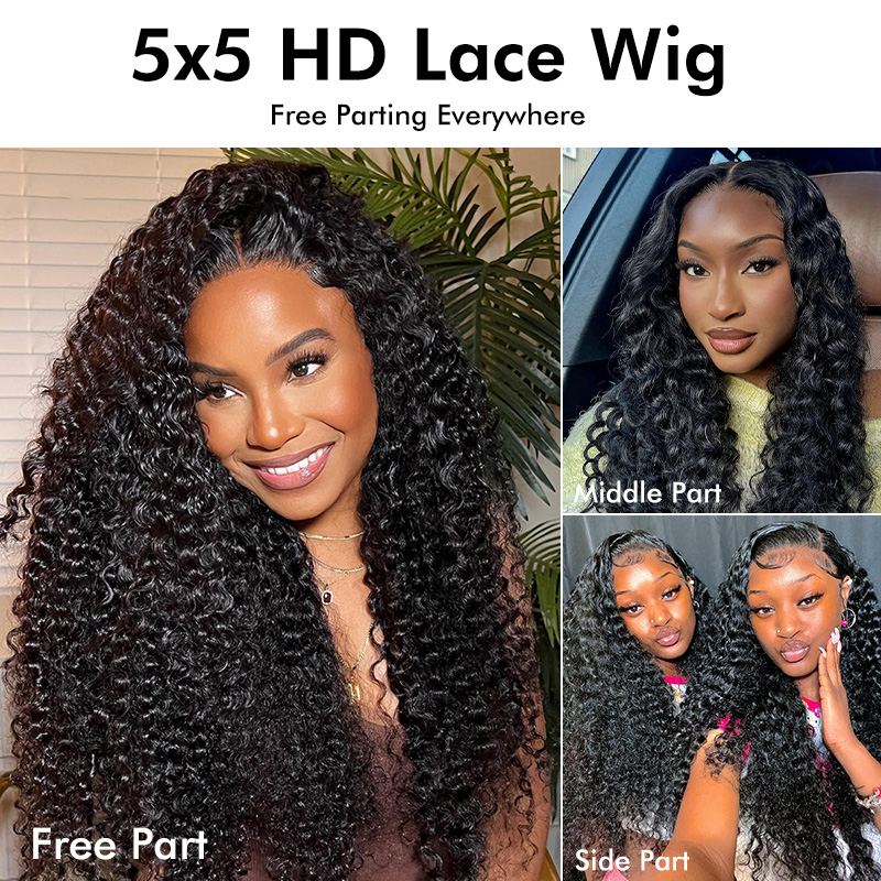 Raw Hair Deep Wave 4x4 5x5 6x6 7x7 HD Closure Wigs Classic Hairstyle