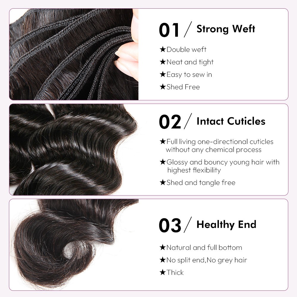 Raw hair Loose deep wave top grade wholesale Unprocessed Hair Bulk Bundles deal 1 bundle/ 3 bundle /4 bundle