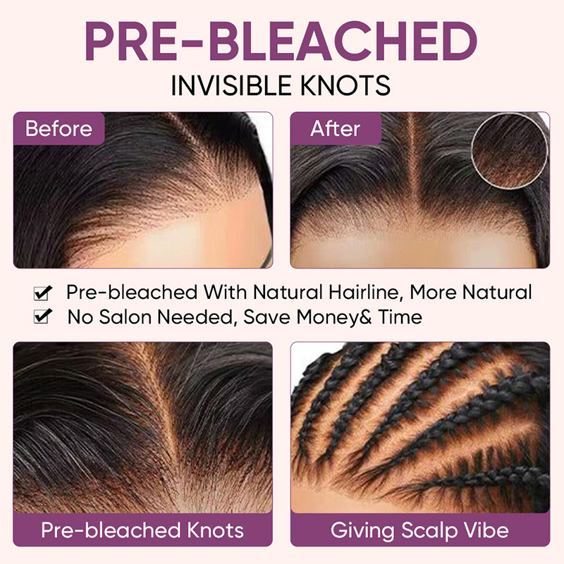 Raw Hair Straight Lace Frontal Wigs Glueless Human Hair Wigs Pre Plucked HD 13x6 13x4 200% Density Wig