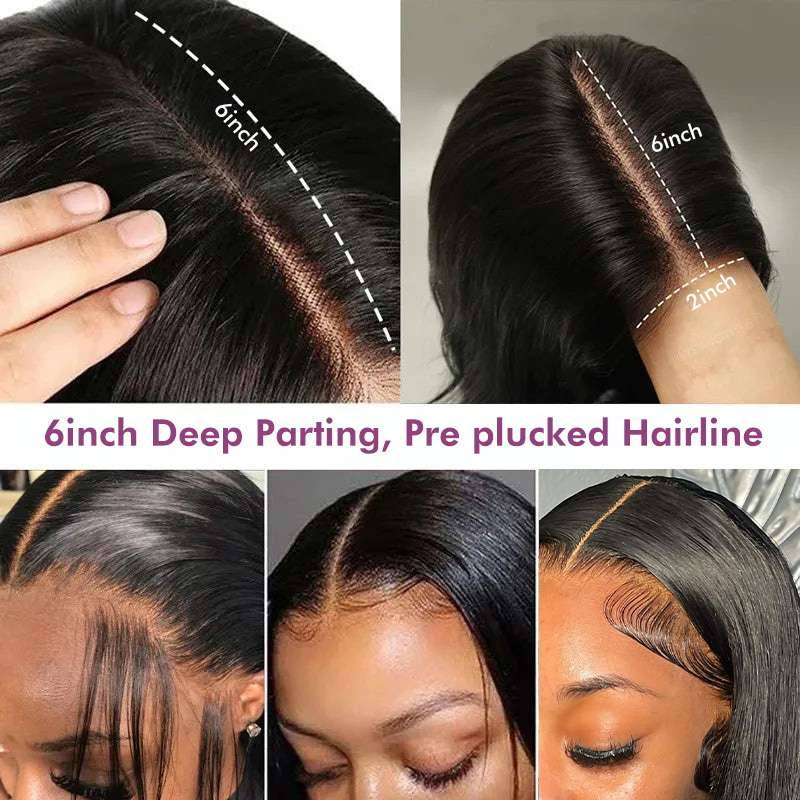 Raw Hair Glueless Wig 2x6 HD Closure Wigs Straight Film HD Lace Wigs