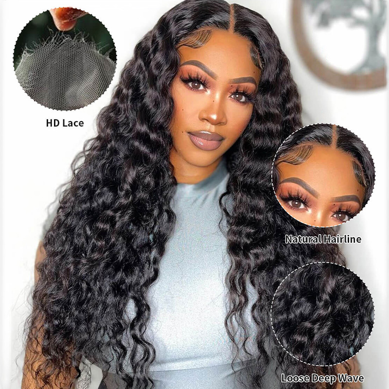 Raw Hair Deep Wave 4x4 5x5 6x6 7x7 HD Closure Wigs Classic Hairstyle