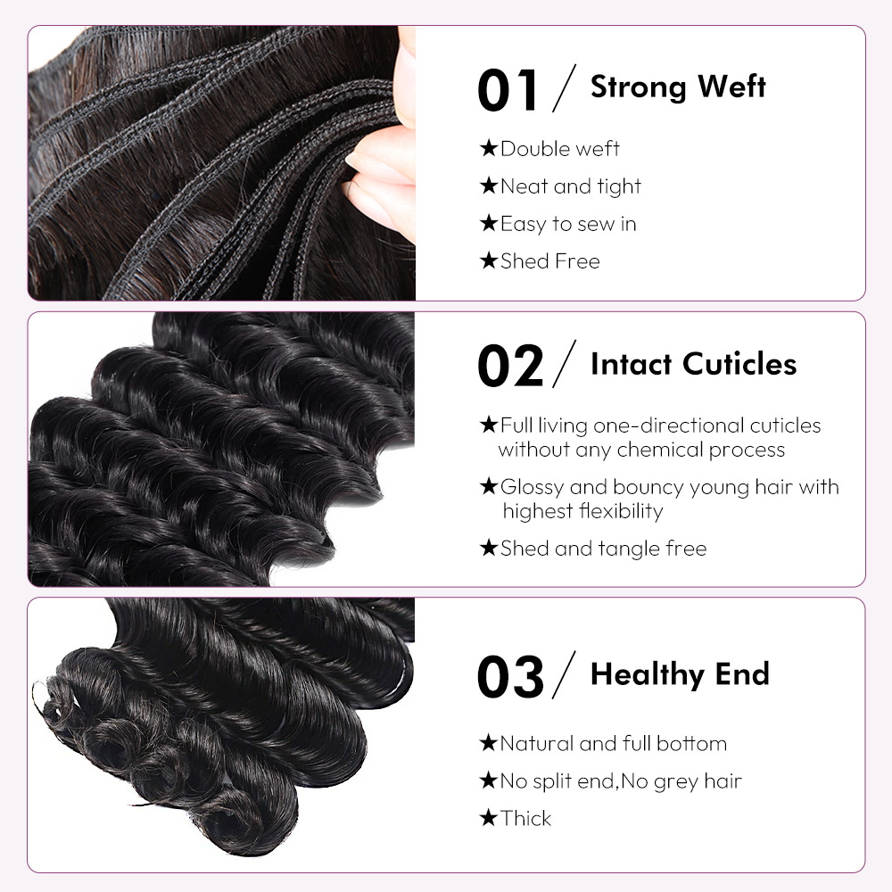 Raw human hair Deep Wave Hair bundle wholesale unprocessed hair bundle deal 1 bundle/ 3 bundle /4 bundle