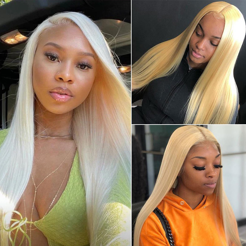 Raw Hair 613 Blonde Frontal & Closure Wig Straight HD Glueless Wigs