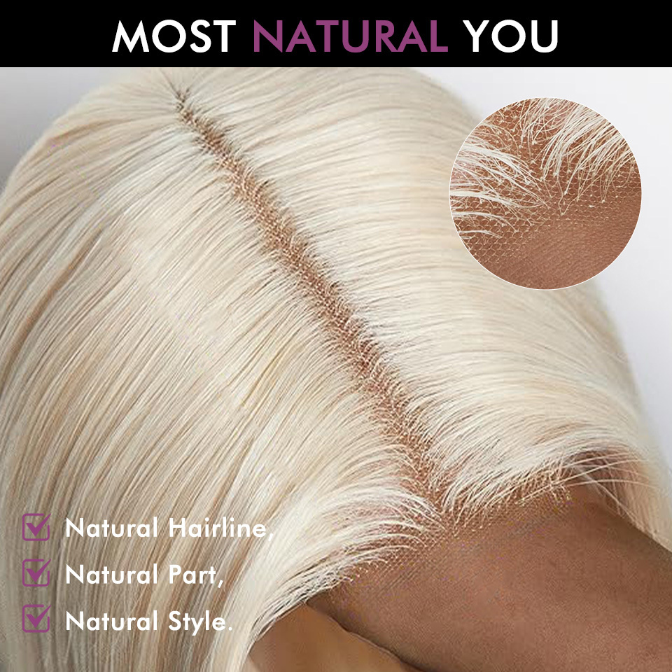 Raw Hair & Virgin Hair Straight 613 Blonde 2x6 HD Closure Wig