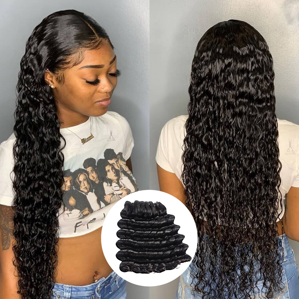 Raw human hair Deep Wave Hair bundle wholesale unprocessed hair bundle deal 1 bundle/ 3 bundle /4 bundle