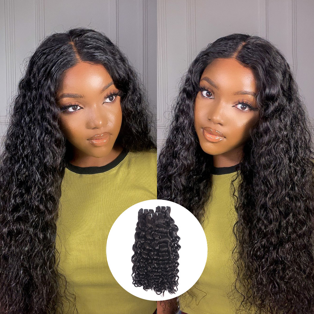Raw human hair water wave hair bundle wholesale unprocessed bundle deal 1 bundle/ 3 bundle /4 bundle