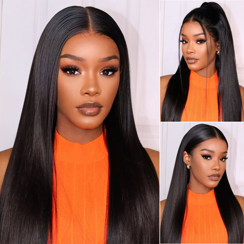 Raw Hair Straight Lace Frontal Wigs Glueless Human Hair Wigs Pre Plucked HD 13x6 13x4 250% Density Wig