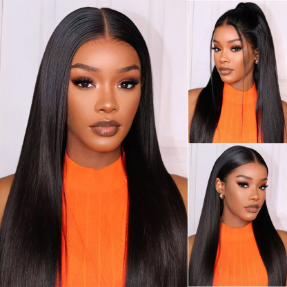 Raw Hair Straight Lace Frontal Wigs Glueless Human Hair Wigs Pre Plucked HD 13x6 13x4 250% Density Wig