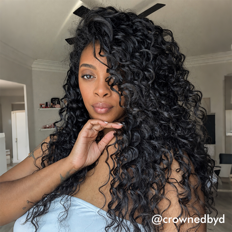 Pre-Separated Feather Crochet Human Hair for Miracle Knots Boho Braids | Deep Wave, Burmese Curly Protective Style ads