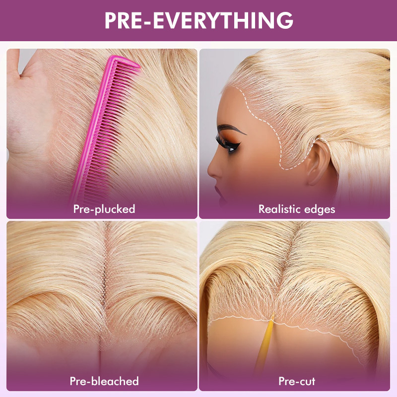 Raw Hair 613 Blonde Frontal & Closure Wig Straight HD Glueless Wigs