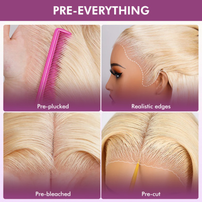 Raw Hair 613 Blonde Frontal & Closure Wig Straight HD Glueless Wigs