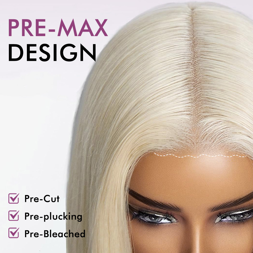 Raw Hair & Virgin Hair Straight 613 Blonde 2x6 HD Closure Wig