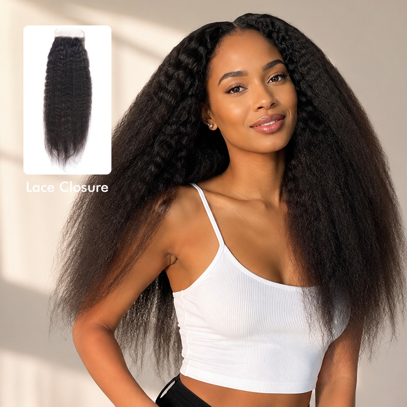 Burmese Hair Kinky Straight Lace Closure