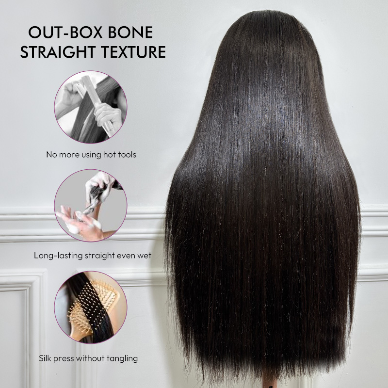 Raw Hair Straight Lace Frontal Wigs Glueless Human Hair Wigs Pre Plucked HD 13x6 13x4 250% Density Wig