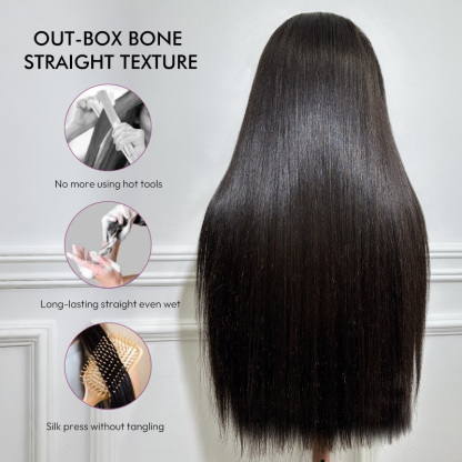 Raw Hair Straight Lace Frontal Wigs Glueless Human Hair Wigs Pre Plucked HD 13x6 13x4 250% Density Wig