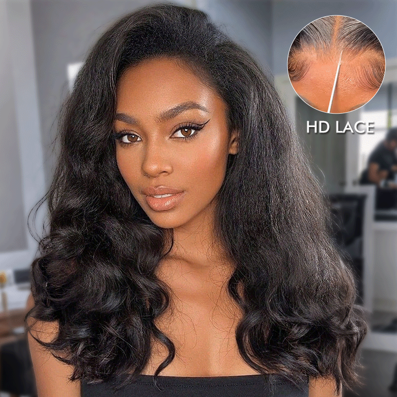 Raw Hair Natural Hairline Kinky Straight Hair 13x6 13x4 HD Lace Forntal Human Hair Wig Free Part