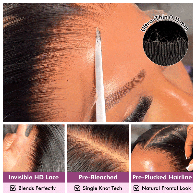 Raw Hair HD Closure Wig Body Wave with cap 4x4 5x5 6x6 7x7 Thin Film Lace Wig