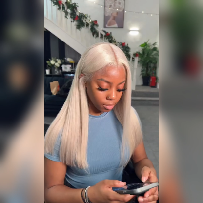 Raw Hair & Virgin Hair Straight 613 Blonde 2x6 HD Closure Wig