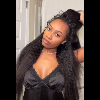 Raw Hair Natural Hairline Kinky Straight Hair 13x6 13x4 HD Lace Forntal Human Hair Wig Free Part