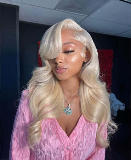 Raw Hair 613 Blonde Hair Color Wavy 13x6 13x4 Lace Frontal Wig Glue less 4x4 5x5 6x6 Body Wave Human Hair Wigs for Women