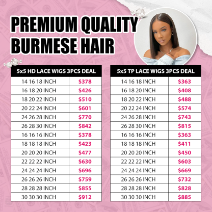 High quality Burmese hair lace wig wholesale HD/transparent lace 5x5 closure wig