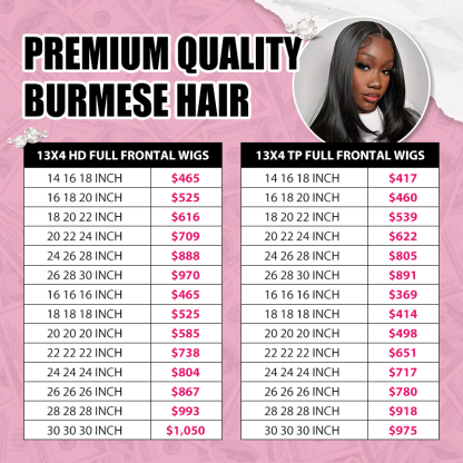 High quality Burmese hair lace wig wholesale HD/transparent lace 13x4  Frontal wig 