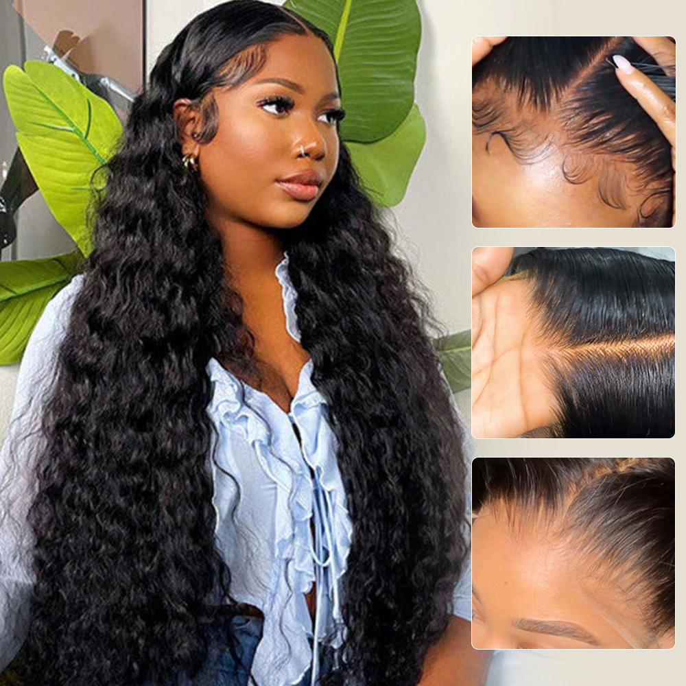 Raw Hair Deep Wave Wigs 13x4 13x6 Frontal Wig Pineapple Wave HD Frontal Wig