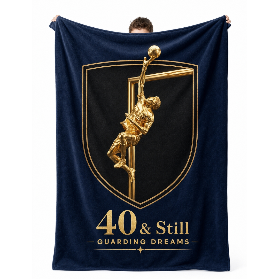 "40 & Still Guarding Dreams" Soccer Goalkeeper Fleece Blanket