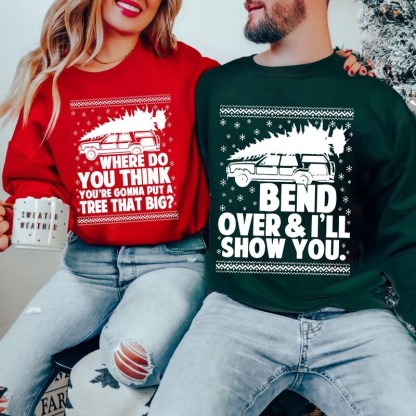Bend Over and I'll Show You Christmas Couple Matching Shirt