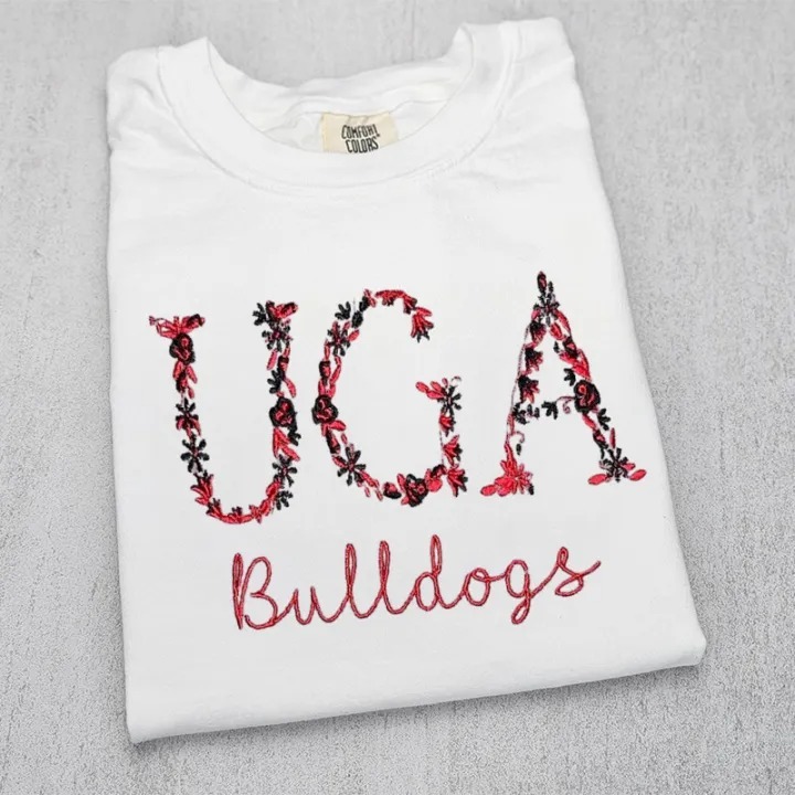 Custom Floral College Team Embroidered Sweatshirt & Tshirt
