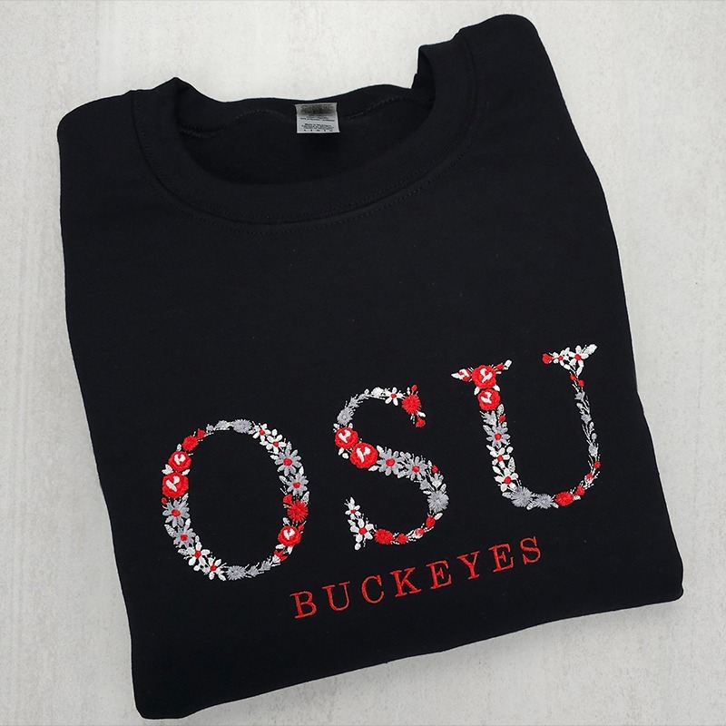 Custom Floral College Team Embroidered Sweatshirt & Tshirt