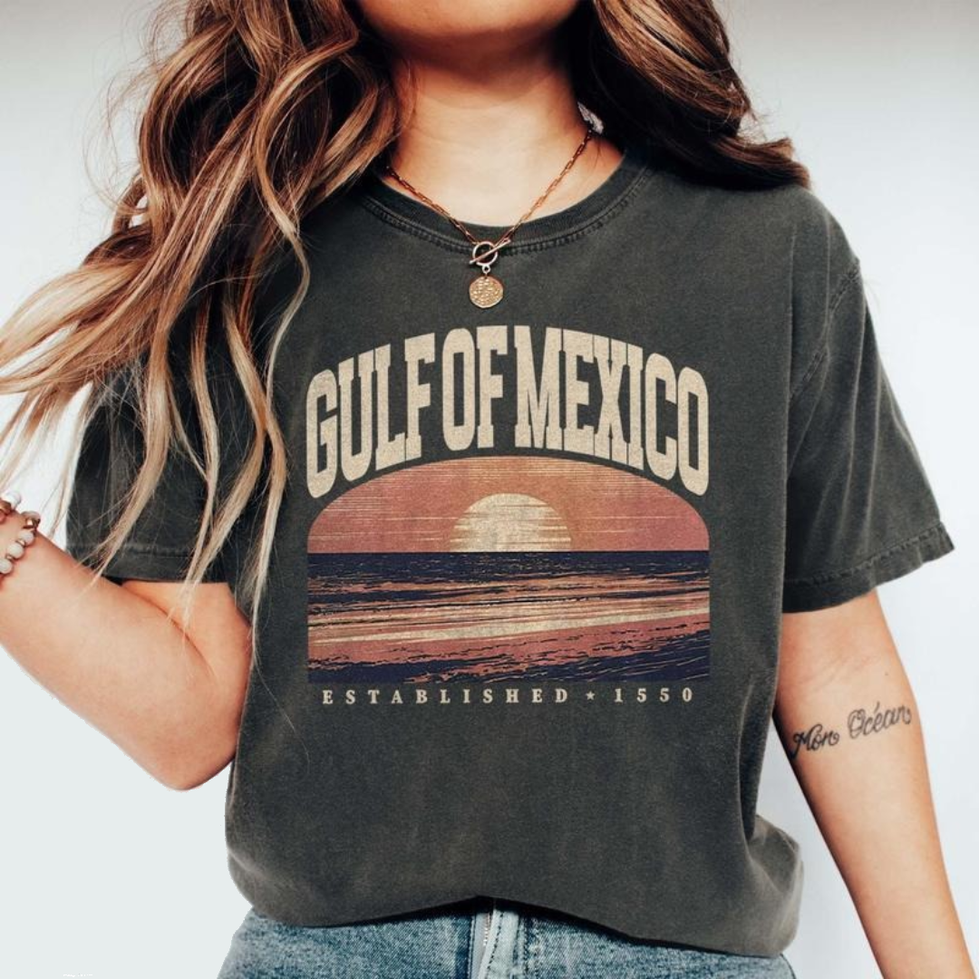 Gulf of Mexico Varsity Sunset Comfort Colors T-Shirt