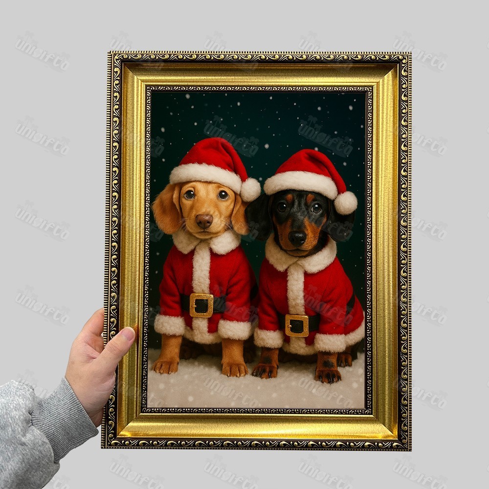 Custom Christmas Pet Art Canvas Frame Portrait