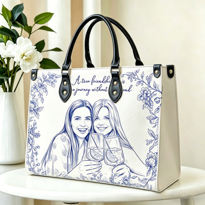 Personalized Best Friend Portrait Handbag – Custom Floral Friendship Keepsake Tote